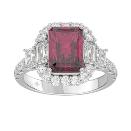 14K WHITE GOLD 4 1/2CT ROUND/EMERALD DIAMOND LADIES RING (CENTER STONE RUBY EMERALD DIAMOND 3CT)