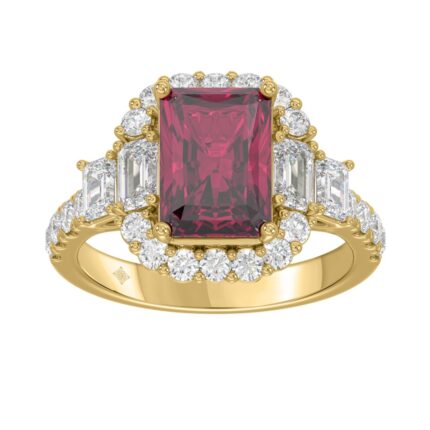 14K YELLOW GOLD 4 1/2CT ROUND/EMERALD DIAMOND LADIES RING (CENTER STONE RUBY EMERALD DIAMOND 3CT)