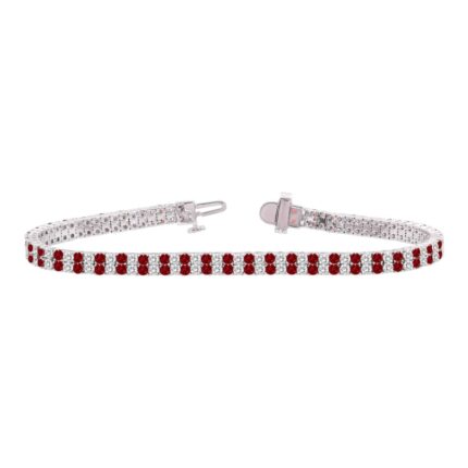 14K WHITE GOLD 5 3/4CT ROUND/RUBY ROUND DIAMOND LADIES BRACELET (RUBY ROUND DIAMOND 2 3/4CT)