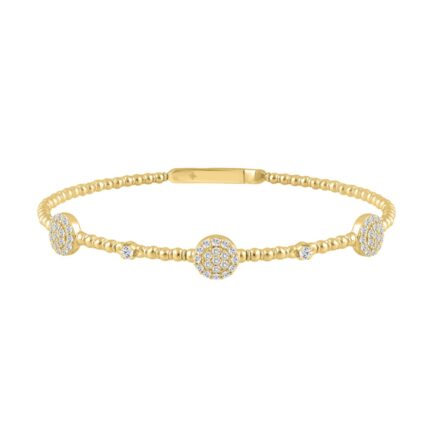 9K YELLOW GOLD 5/8CT ROUND DIAMOND LADIES BANGLE
