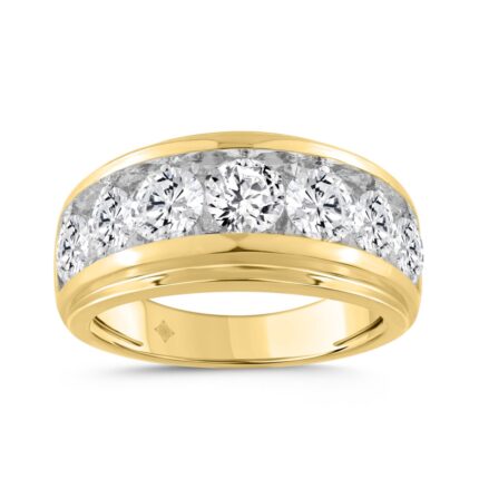 14K YELLOW GOLD 3.00CT ROUND DIAMOND MEN'S RING