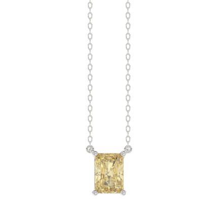 14K WHITE GOLD 1.00CT YELLOW RADIANT DIAMOND LADIES PENDANT
