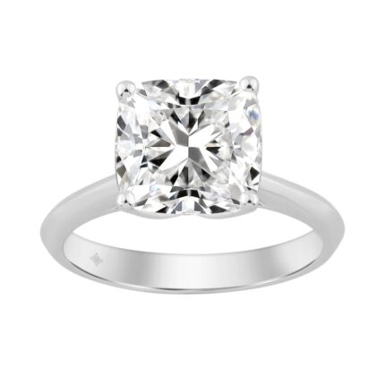 14K WHITE GOLD 4.00CT CUSHION DIAMOND LADIES RING