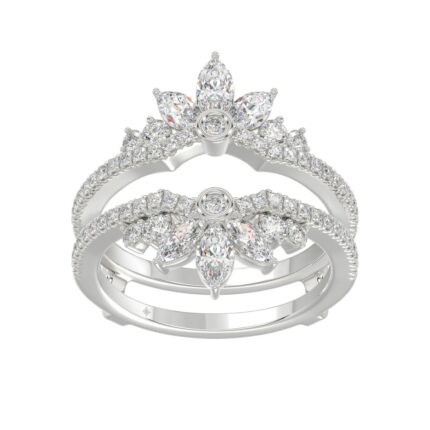 14K WHITE GOLD 1 1/4CT ROUND/MARQUISE DIAMOND LADIES RING