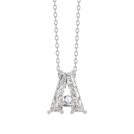 10K WHITE GOLD 1 5/8CT FANCY CUT ALPHABET DIAMOND LADIES PENDANT WITH CHAIN