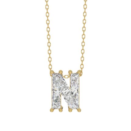 14K YELLOW GOLD 1 1/2CT FANCY CUT ALPHABET DIAMOND LADIES PENDANT WITH CHAIN