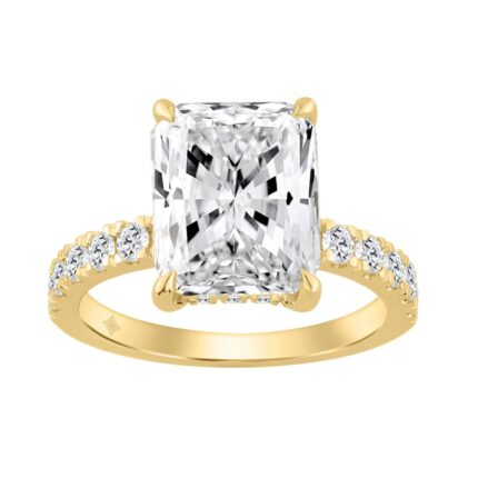 14K YELLOW GOLD 4 3/4CT ROUND/RADIANT DIAMOND LADIES RING (CENTER STONE RADIANT DIAMOND 4CT)