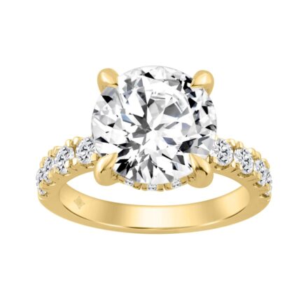 14K YELLOW GOLD 6.00CT ROUND DIAMOND LADIES RING (CENTER STONE ROUND DIAMOND 5CT)