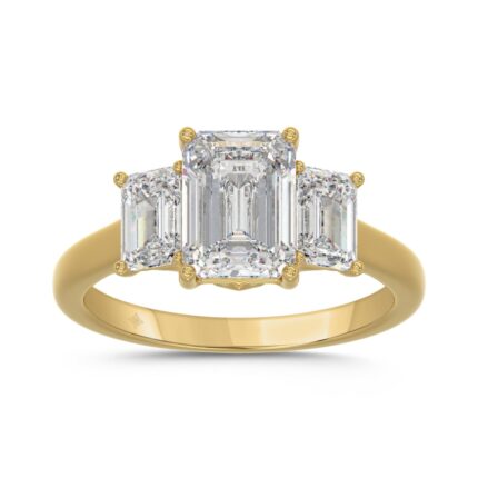 14K YELLOW GOLD 3.00CT EMERALD DIAMOND LADIES RING (CENTER STONE EMERALD DIAMOND  2CT)