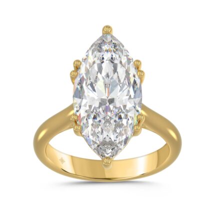 14K YELLOW GOLD 5.00CT ROUND/MARQUISE DIAMOND LADIES RING (CENTER STONE MARQUISE DIAMOND 5CT)