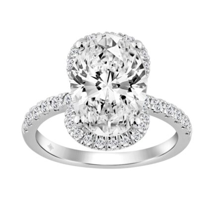 14K WHITE GOLD 4 1/2CT ROUND/OVAL DIAMOND LADIES RING (CENTER STONE OVAL DIAMOND 4.00CT)