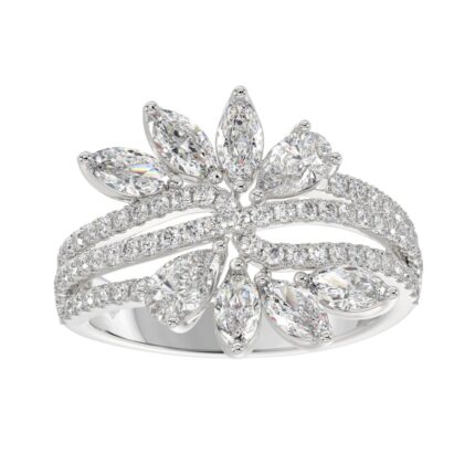 10K WHITE GOLD 2 1/4CT ROUND/MARQUISE DIAMOND LADIES RING