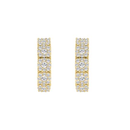 14K YELLOW GOLD 2.00CT ROUND DIAMOND LADIES HOOP EARRINGS