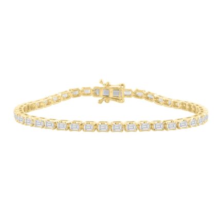 Luxury Emerald Shape Diamond Ladies Tennis Bracelet in 14K Yellow Gold 4 1/2CT (Color F-G -Clarity VS1/VS2)