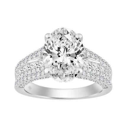 14K WHITE GOLD 5 1/2CT ROUND/PRINCESS/OVAL DIAMOND LADIES RING (CENTER STONE OVAL DIAMOND 4CT)