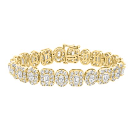 LADIES BRACELET 12 1/2CT ROUND/OVAL/EMERALD DIAMOND 14K YELLOW GOLD (CENTER STONE EMERALD/OVAL DIAMOND 1/4CT )