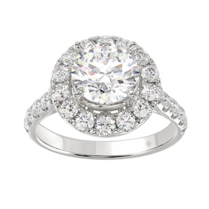 LADIES RING 2 1/2CT ROUND DIAMOND 14K WHITE GOLD (CENTER STONE ROUND DIAMOND 1 1/2CT )